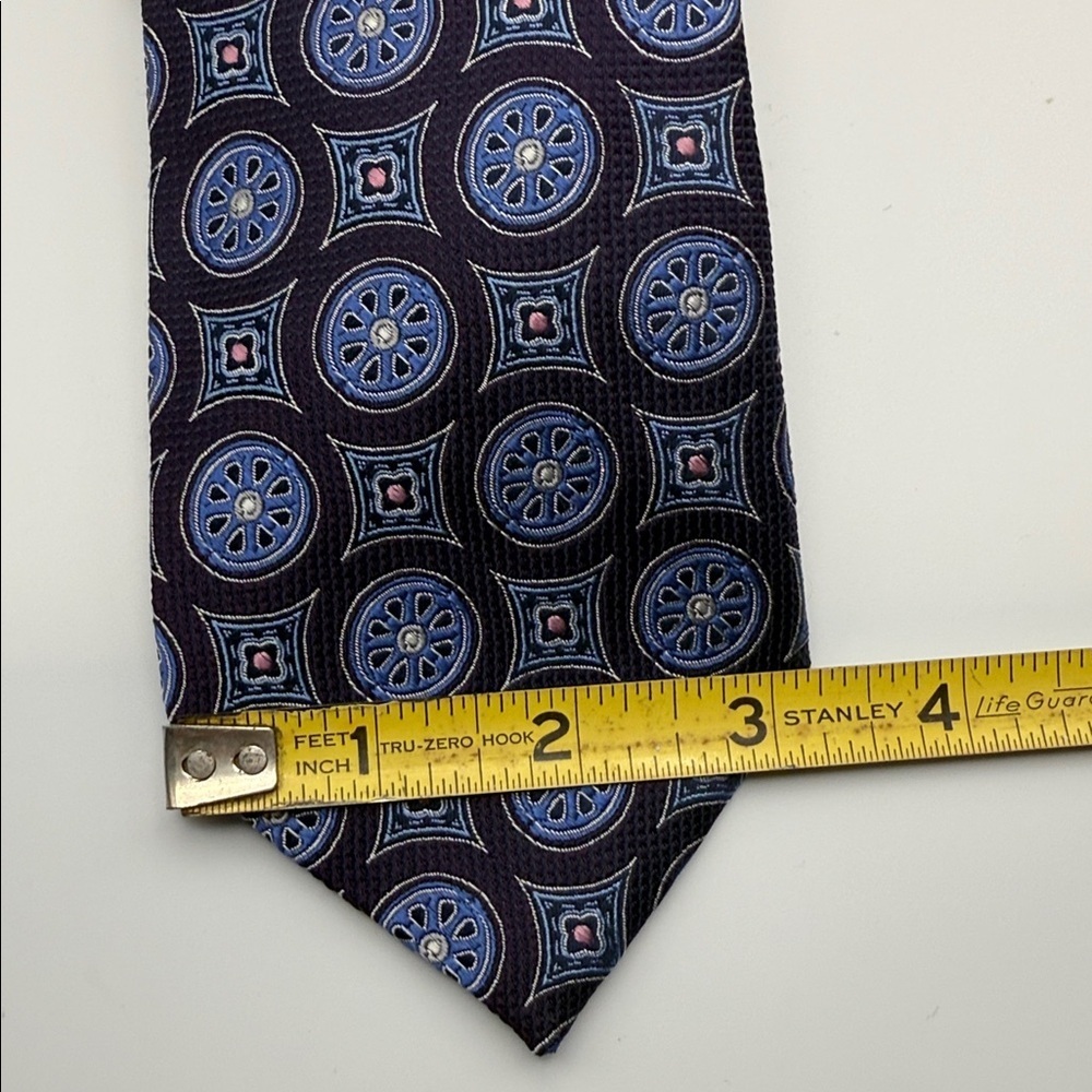 Daniel Cremieux Blue & Purple Geometric Tie,Made in Italy 100% Silk - Picture 3 of 5